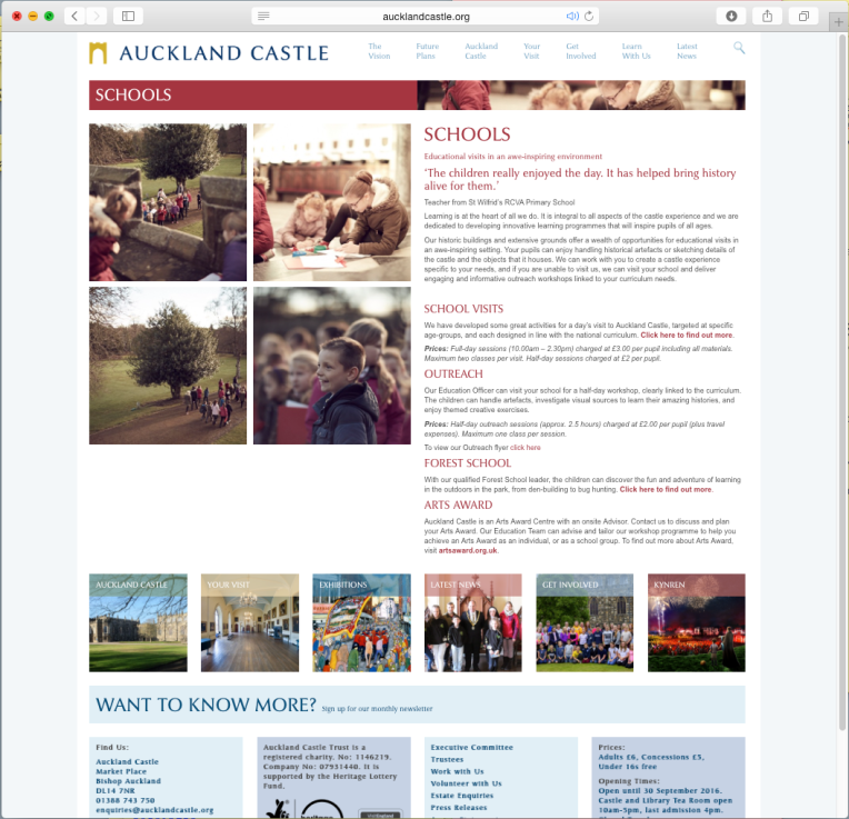 Auckland Castle school page